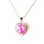 QP54 Heart Rhodochrosite Inca Rose Stone Quantum Energy Pendant w/ Crystals