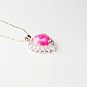 QP54 Heart Rhodochrosite Inca Rose Stone Quantum Energy Pendant w/ Crystals