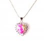 QP54 Heart Rhodochrosite Inca Rose Stone Quantum Energy Pendant w/ Crystals