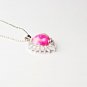 QP54 Heart Rhodochrosite Inca Rose Stone Quantum Energy Pendant w/ Crystals