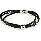 QBL1 Inzai Multi-Strand Leather & Stainless Steel Ball Magnetic Bracelet