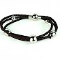 QBL1 Inzai Multi-Strand Leather & Stainless Steel Ball Magnetic Bracelet