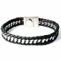 QBL15 Kaizu Black Braided Leather & Stainless Steel Magnetic Bracelet