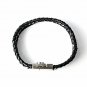 QBL15 Kaizu Black Braided Leather & Stainless Steel Magnetic Bracelet