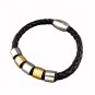QBL16 Midori Black Braided Leather & 2-Tone Stainless Steel Magnetic Bracelet