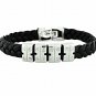 QBL18 Kasai Black Braided Leather & Stainless Steel Magnetic Bracelet