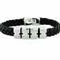 QBL18 Kasai Black Braided Leather & Stainless Steel Magnetic Bracelet