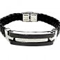 QBL20 Takahagi Black Braided Leather & Stainless Steel Magnetic Bracelet