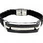 QBL20 Takahagi Black Braided Leather & Stainless Steel Magnetic Bracelet