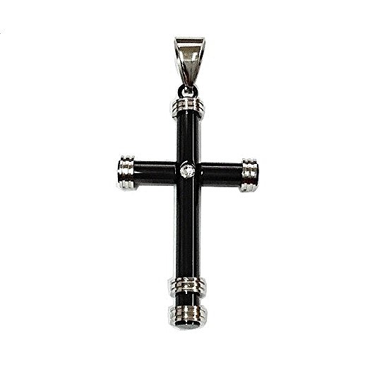 QC48 Black Cross Energy Power Pendant with Crystal