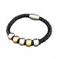 QBL17 Rumoi Black Braided Leather & 2-Tone Stainless Steel Magnetic Bracelet