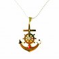 QP58 Anchor Gold Quantum Energy Nautical Symbol Pendant with Crystals