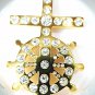 QP58 Anchor Gold Quantum Energy Nautical Symbol Pendant with Crystals
