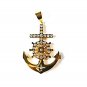 QP58 Anchor Gold Quantum Energy Nautical Symbol Pendant with Crystals