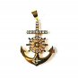 QP58 Anchor Gold Quantum Energy Nautical Symbol Pendant with Crystals