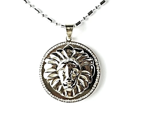 QP59 Lion Head Silver Quantum Energy Pendant with Crystals