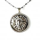 QP59 Lion Head Silver Quantum Energy Pendant with Crystals