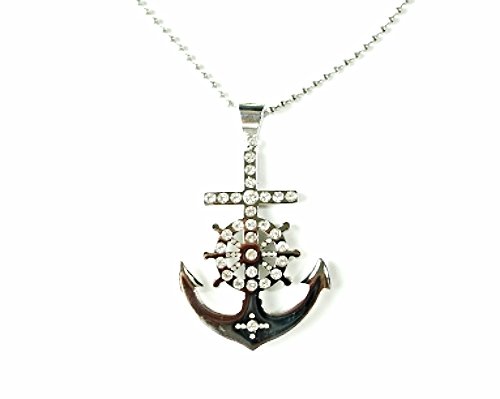 QP58 Anchor Classic Quantum Energy Nautical Symbol Pendant with Crystals