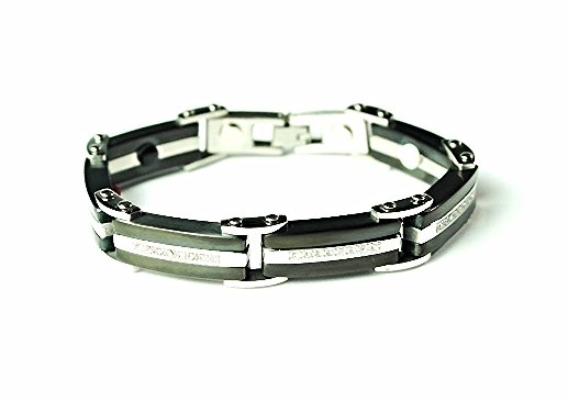 QB33 Ikeda 2-Tone Quantum Energy Power Bracelet with 4 Energies Crystals