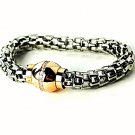 WQB6 Dalimara Women's Snake Mesh Stainless Steel w/ Crystals Magnetic Bracelet