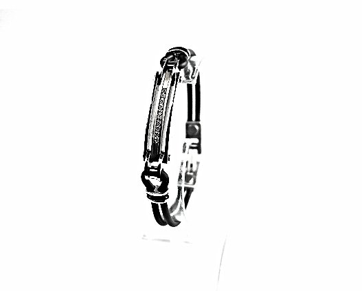 QB5 Dalimara Kasugai Double-cord Rubber & Stainless Steel Crystal Bracelet