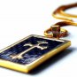 QP19 Dalimara Magnetic Pendant Gold Cross Dog Tag with 23" Chain