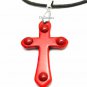 Quantum Cross Pendant Turquoise Apple Red with Far Infrared