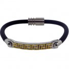 QB13 Dalimara Woven Leather & Stainless Steel Magnetic Bracelet Black