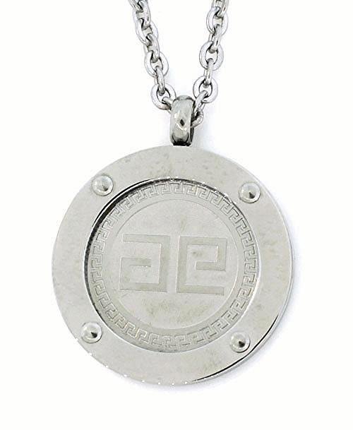 QP31 Shiny Stainless Steel Magnetic Greek Key Design Necklace