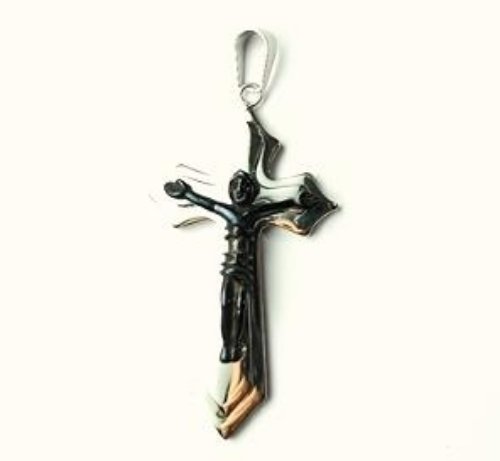 QC31 Dalimara Energized Cross Magnetic Pendant 2-Tone with Energy chips