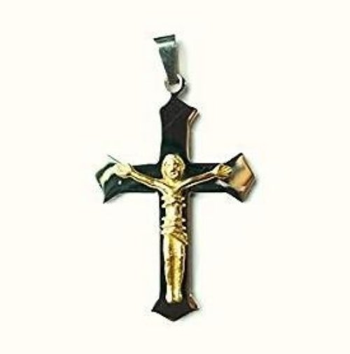 QC32 Dalimara Energized Cross Magnetic Pendant 2-Tone with Energy chips