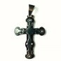 QC36 Dalimara Energized Cross Pendant 2-Tone 3-Layer with Crystals Energy chips