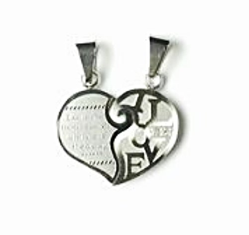 QL2 Couple's Pendant Love Inside Heart with 2 Cz Crystals