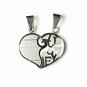 QL2 Couple's Pendant Love Inside Heart with 2 Cz Crystals