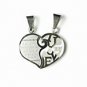 QL2 Couple's Pendant Love Inside Heart with 2 Cz Crystals