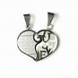 QL2 Couple's Pendant Love Inside Heart with 2 Cz Crystals