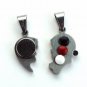 QL3 Couple's Pendant Two Faces Kissing Heart with Crystal