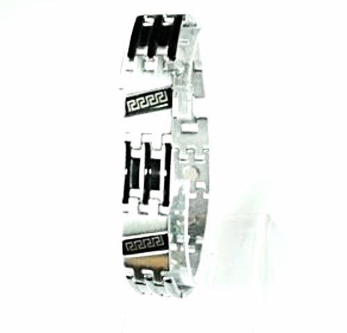 QB26 Dalimara Severus Stainless Steel Men's Power Bracelet 2-Tone Greek Key