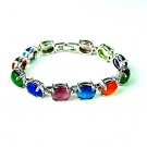 QB56 Long Life Prosperity Multi-colored Jade Quantum Bracelet Oval