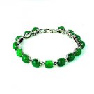 QB54 Goodluck Strength Green Jade Quantum Bracelet Round