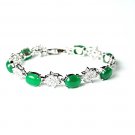 QB55 Goodluck Strength Green Jade & Crystals Quantum Bracelet Oval