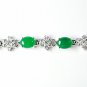 QB55 Goodluck Strength Green Jade & Crystals Quantum Bracelet Oval