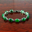 QB57 Goodluck Strength Green Jade Quantum Bracelet Oval Crystal