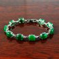 QB57 Goodluck Strength Green Jade Quantum Bracelet Oval Crystal