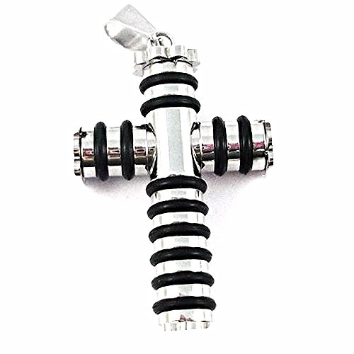 QC47 Stripe Magnetic Energy Cross Necklace