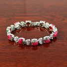 QB60 Stone of Love & Romance Rose Jade Quantum Bracelet w/ Crystal Leaves