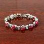 QB60 Stone of Love & Romance Rose Jade Quantum Bracelet w/ Crystal Leaves