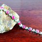 QB60 Stone of Love & Romance Rose Jade Quantum Bracelet w/ Crystal Leaves
