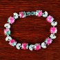 QB60 Stone of Love & Romance Rose Jade Quantum Bracelet w/ Crystal Leaves