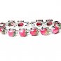 QB60 Stone of Love & Romance Rose Jade Quantum Bracelet w/ Crystal Leaves